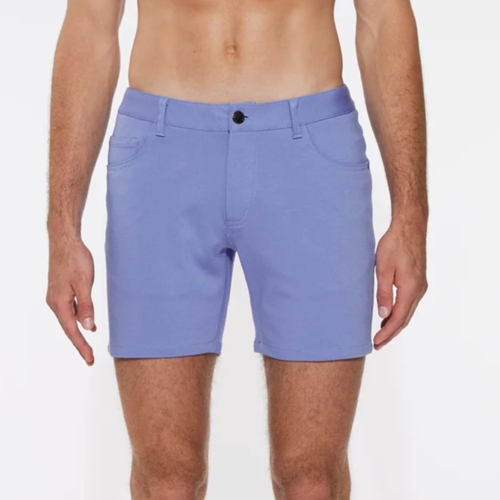 ST33LE PERIWINKLE 5" INSEAM STRETCH KNIT JEANS SHORTS